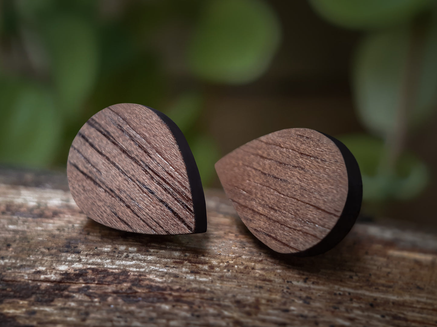 Houten Oorknopjes | Druppel | Notenhout