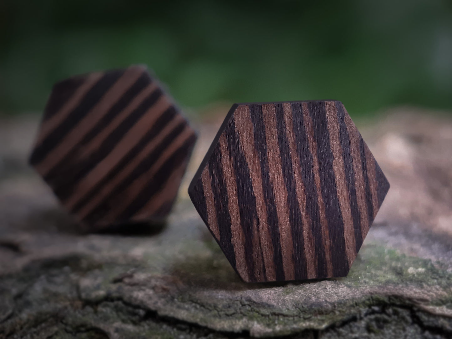 Houten Oorknopjes | Hexagon | Wengé