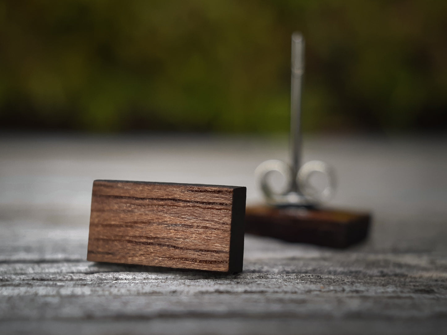 Houten Oorknopjes | Rechthoek | Notenhout