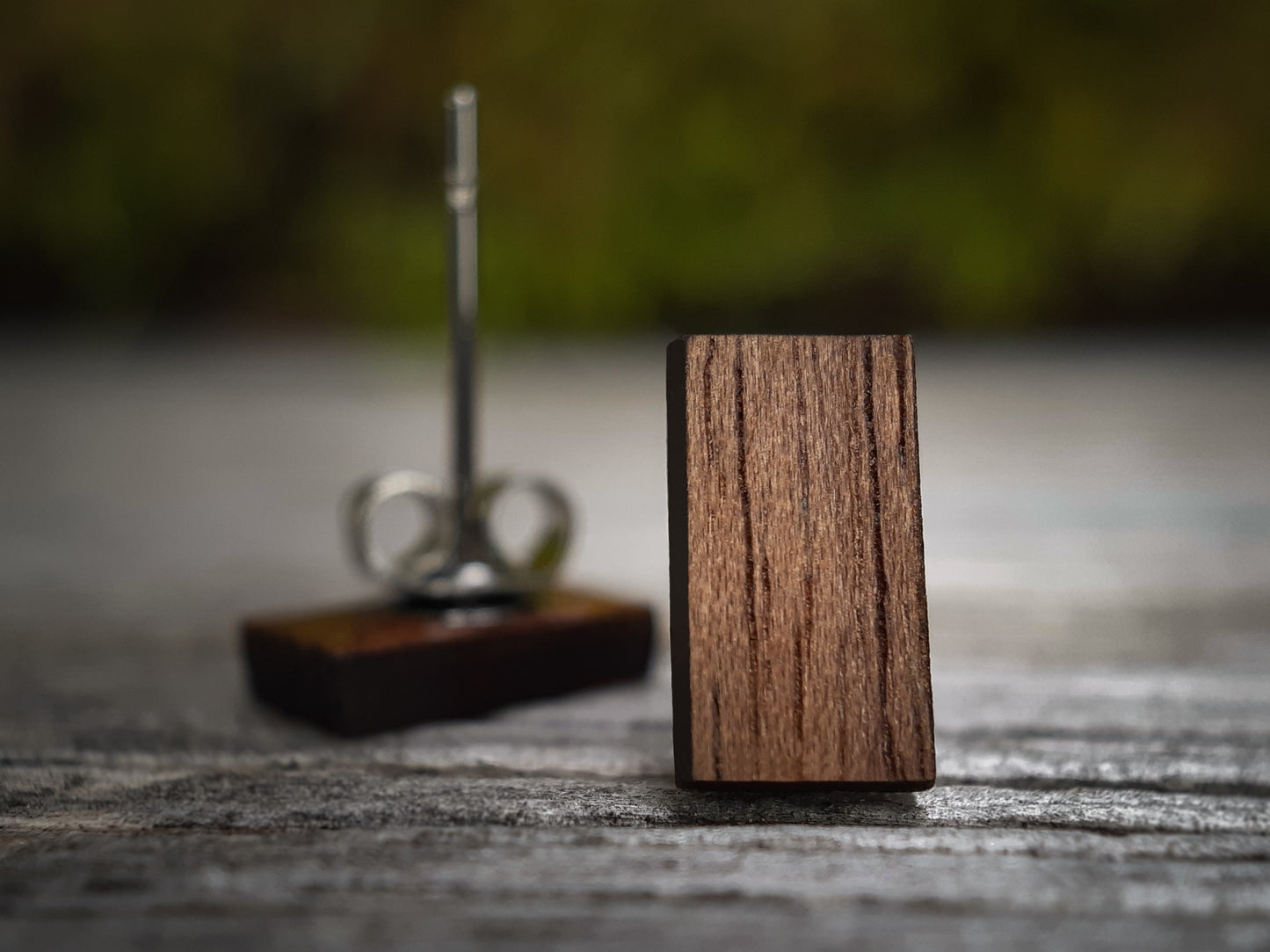 Houten Oorknopjes | Rechthoek | Notenhout
