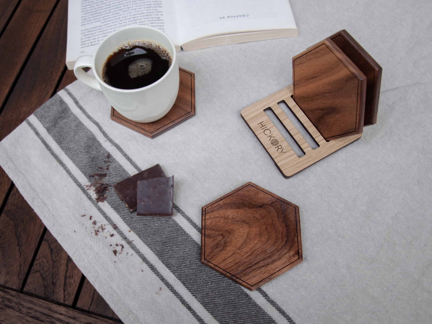 Massief Houten Onderzetters | Hexagon | Notenhout