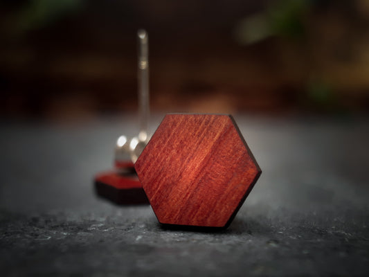 Houten Oorknopjes | Hexagon | Padoek