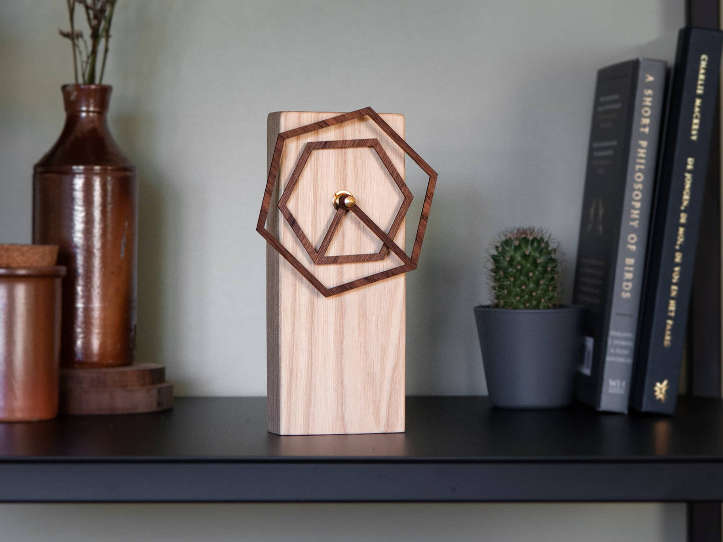 Houten Tafelklok 'Hexa' | Essen & Noten