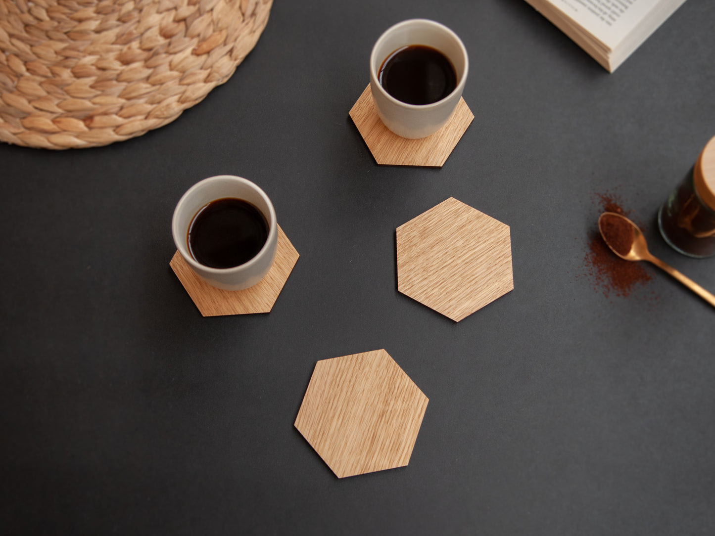 Houten Onderzetters | Hexagon | Eiken