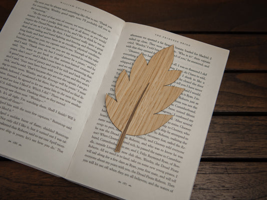 Houten Boekenlegger | Blad | Eik & Noten