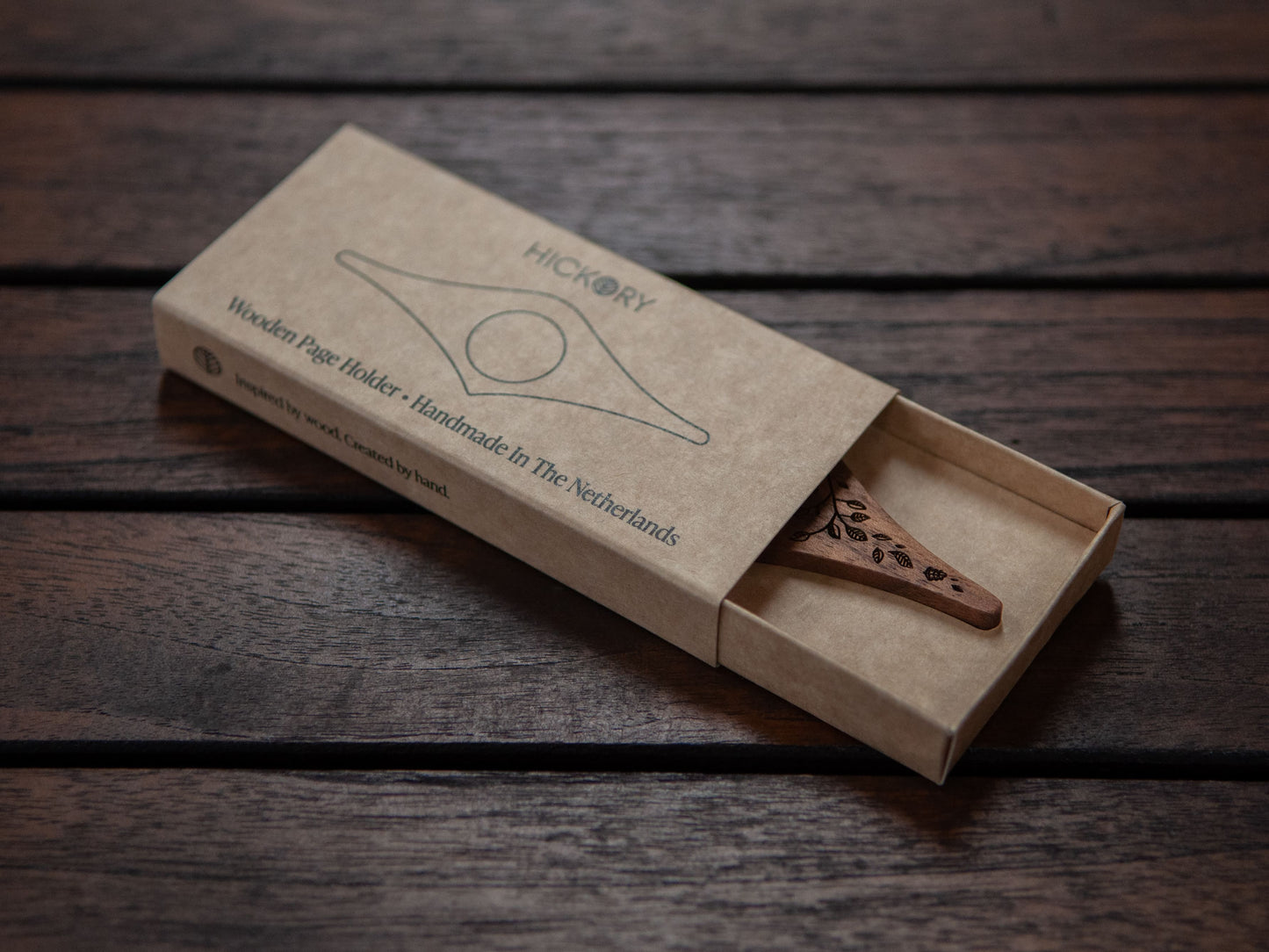 Houten Paginahouder | Bladeren | Massief Notenhout