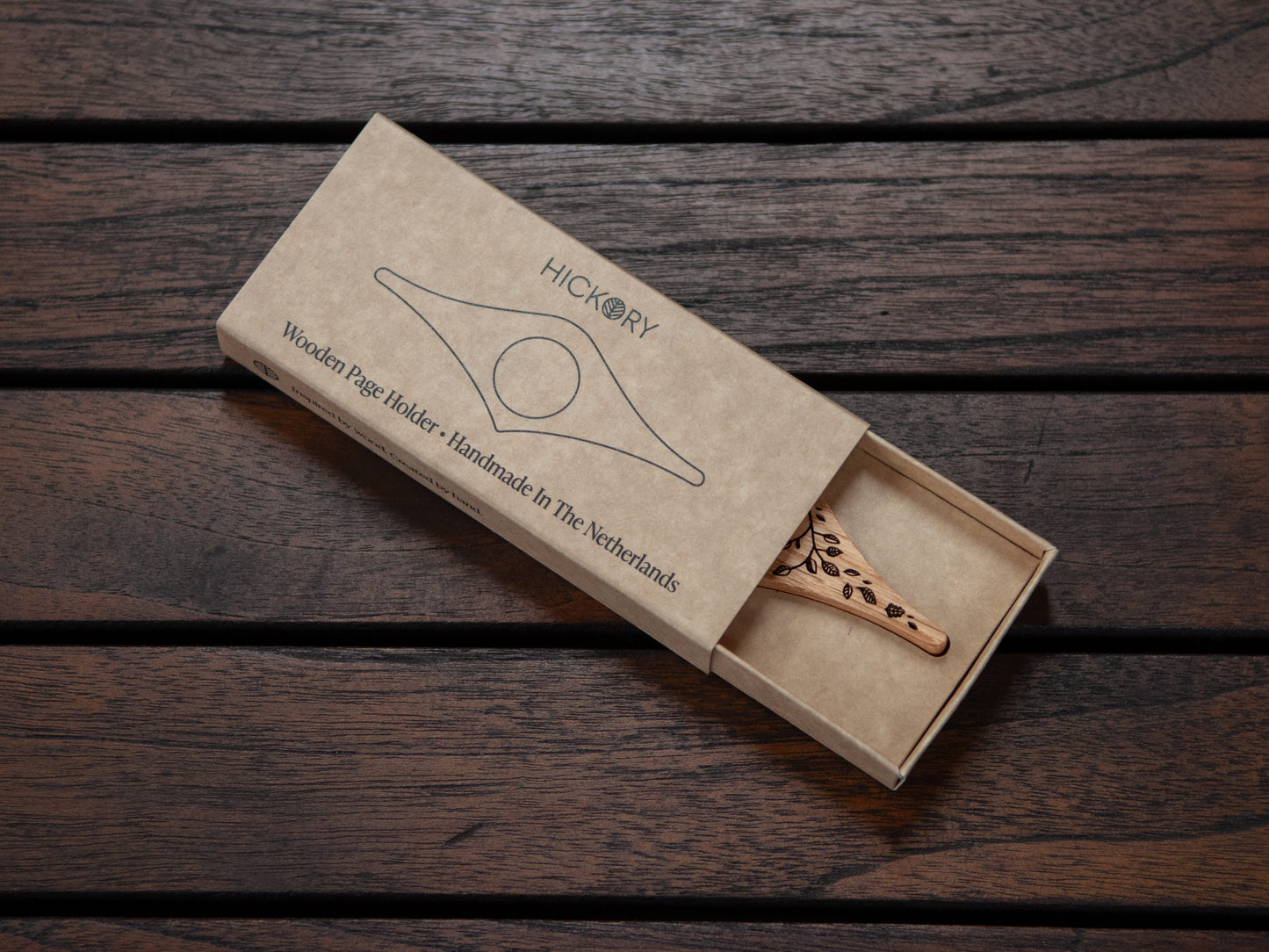 Houten Paginahouder | Bladeren | Massief Eikenhout